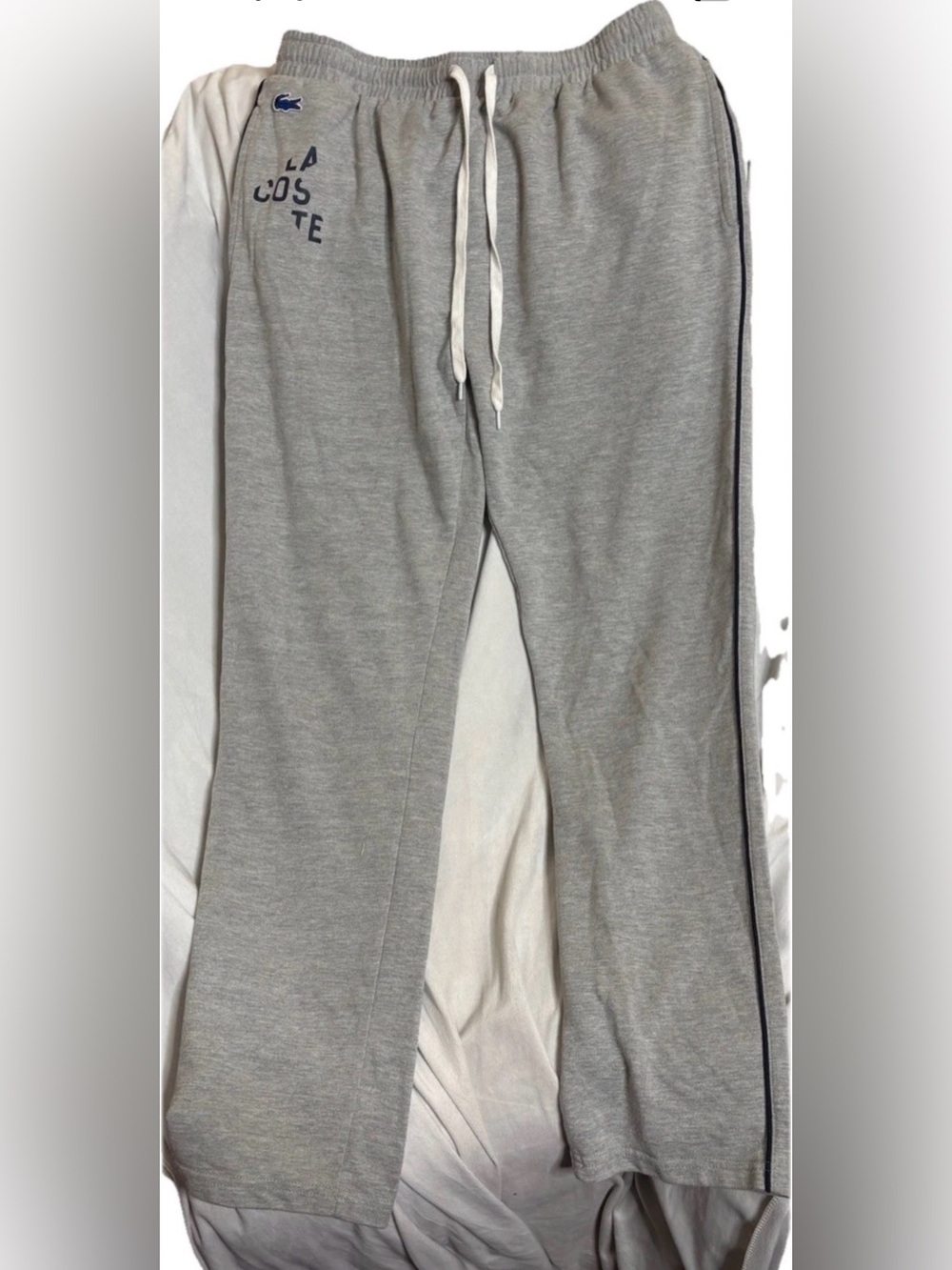 Lacoste Men's Gray Sweatpants M Sleepwear Lounge Elastic Waist Drawstring